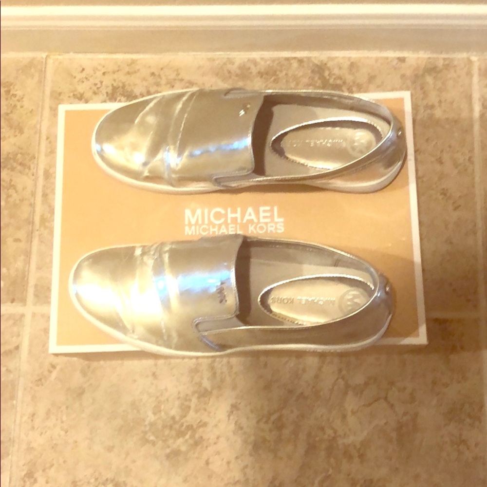 Michael Kors Silver slip on sneakers